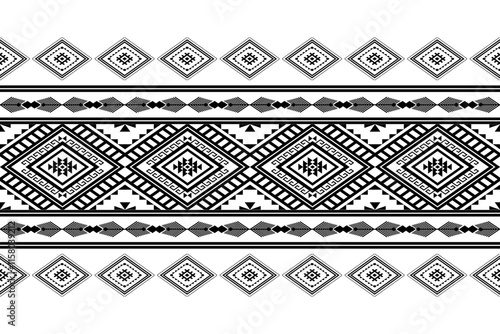 Geometric ethnic oriental seamless pattern traditional Design for background,carpet,wallpaper.clothing,wrapping,Batik fabric,Vector illustration.embroidery style - Sadu, sadou, sadow or sado