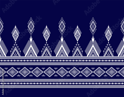 Geometric ethnic oriental seamless pattern traditional Design for background,carpet,wallpaper.clothing,wrapping,Batik fabric,Vector illustration.embroidery style - Sadu, sadou, sadow or sado