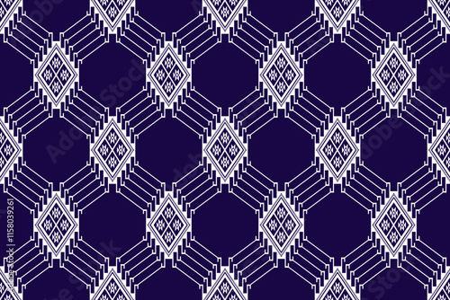 Geometric ethnic oriental seamless pattern traditional Design for background,carpet,wallpaper.clothing,wrapping,Batik fabric,Vector illustration.embroidery style - Sadu, sadou, sadow or sado