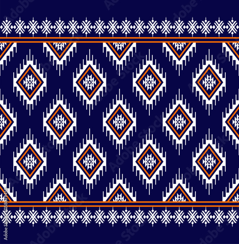 Geometric ethnic oriental seamless pattern traditional Design for background,carpet,wallpaper.clothing,wrapping,Batik fabric,Vector illustration.embroidery style - Sadu, sadou, sadow or sado