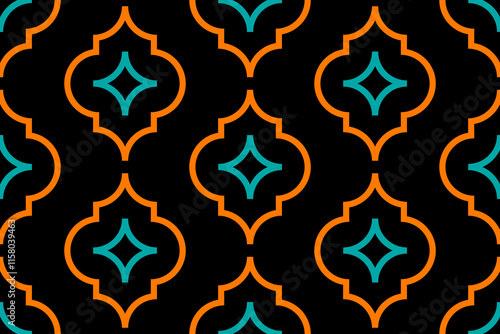 Geometric ethnic oriental seamless pattern traditional Design for background,carpet,wallpaper.clothing,wrapping,Batik fabric,Vector illustration.embroidery style - Sadu, sadou, sadow or sado