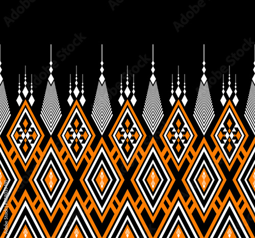 Geometric ethnic oriental seamless pattern traditional Design for background,carpet,wallpaper.clothing,wrapping,Batik fabric,Vector illustration.embroidery style - Sadu, sadou, sadow or sado