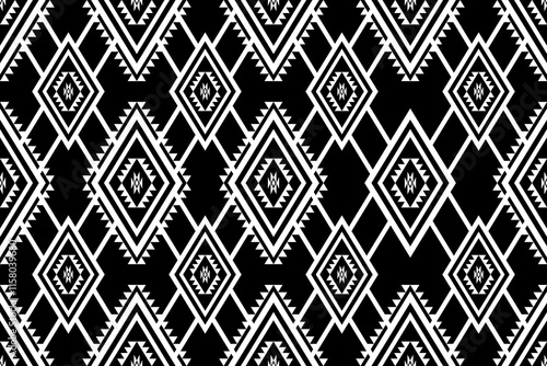 Geometric ethnic oriental seamless pattern traditional Design for background,carpet,wallpaper.clothing,wrapping,Batik fabric,Vector illustration.embroidery style - Sadu, sadou, sadow or sado