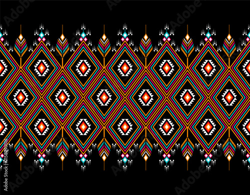 Geometric ethnic oriental seamless pattern traditional Design for background,carpet,wallpaper.clothing,wrapping,Batik fabric,Vector illustration.embroidery style - Sadu, sadou, sadow or sado