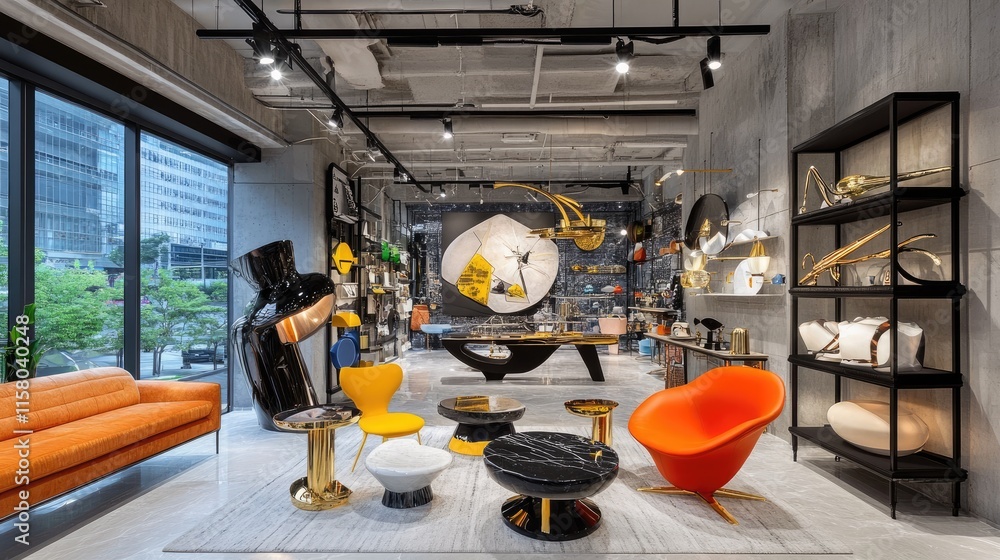 Modern Interior Design with Elegant Furniture in Stylish Showroom Modern Interior Design with Elegant Furniture in Stylish Showroom