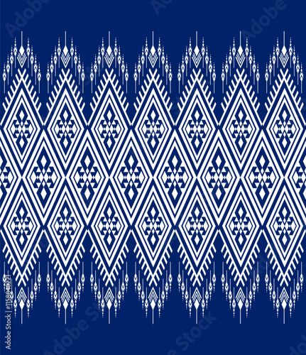 Geometric ethnic oriental seamless pattern traditional Design for background,carpet,wallpaper.clothing,wrapping,Batik fabric,Vector illustration.embroidery style - Sadu, sadou, sadow or sado