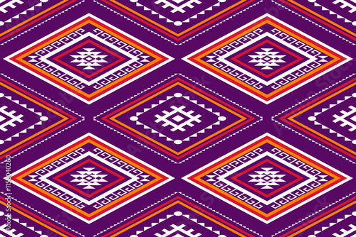 Geometric ethnic oriental seamless pattern traditional Design for background,carpet,wallpaper.clothing,wrapping,Batik fabric,Vector illustration.embroidery style - Sadu, sadou, sadow or sado