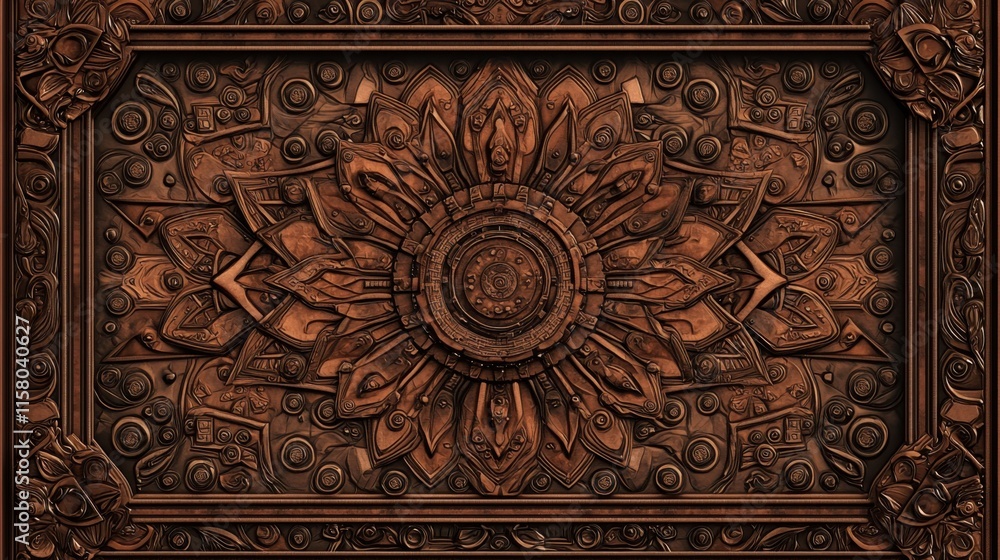 A wooden frame with a flower design A wooden frame with a flower design