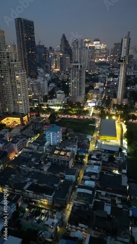 Sathon Bangkok, Thailand Skyline drone photo