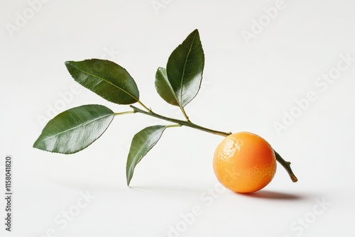 Wallpaper Mural Close up of a kumquat with leaf on white background Torontodigital.ca