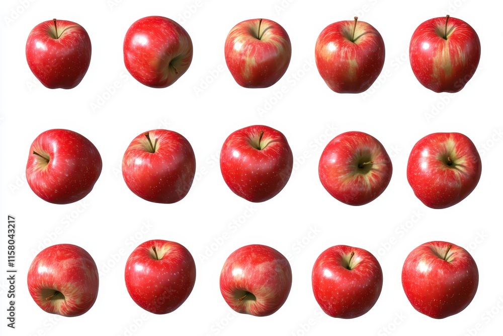 Collection of red apples on white background Macro shot with clipping path Collection of red apples on white background Macro shot with clipping path