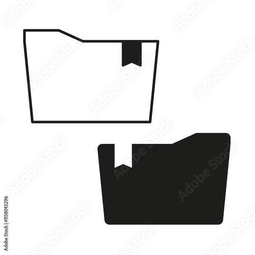 Folder symbol icon. Black and white shape. File storage vector. Minimal clean design.