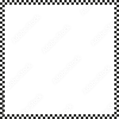 Checkerboard frame vector. Black square border. Monochrome minimalistic shape. Geometric repetitive pattern.