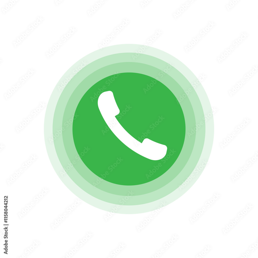 Call icon button. Green phone symbol. White silhouette vector. Modern communication element. Call icon button. Green phone symbol. White silhouette vector. Modern communication element.