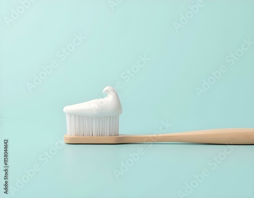 Toothbrush with toothpaste 3D render icon isolated on transparent background cutout ia 