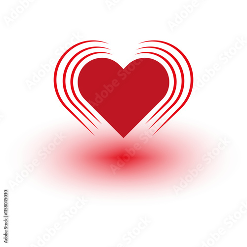 Red heart symbol. Vibrating love shape. Romantic glowing design. Minimal passion icon.