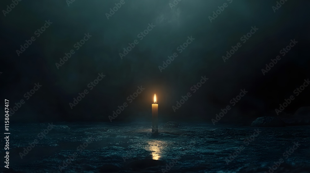 Obraz premium Flickering Candle in Darkness