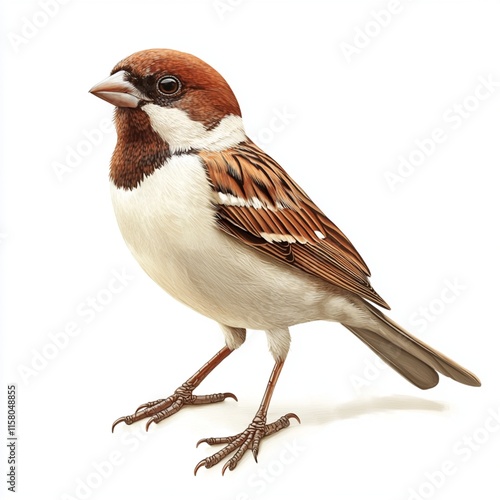 a sparrow set against a white backdrop. photo