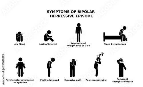 The symptoms of a bipolar depressive episode.