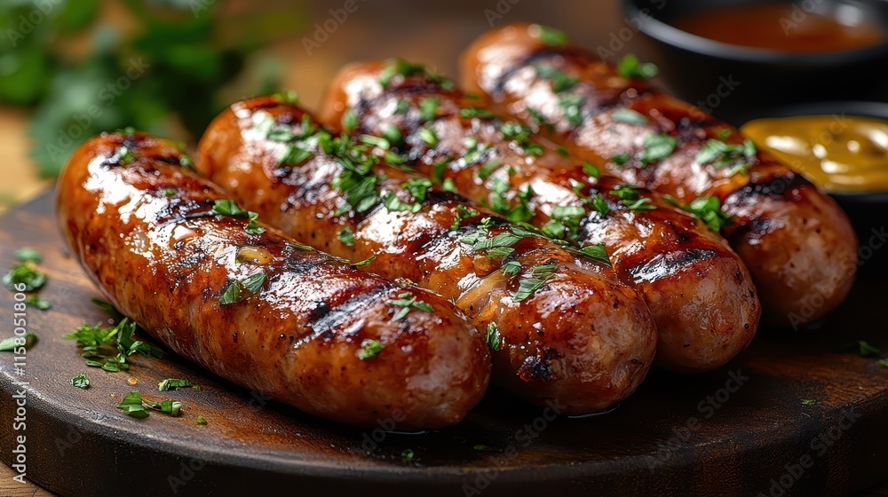 Goose sausage paired with caramelized onions and a side of mustard. Goose sausage paired with caramelized onions and a side of mustard.