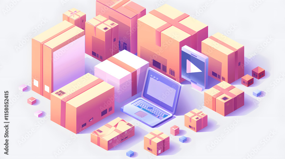 Package import tax icon isometric 3D Package import tax icon isometric 3D