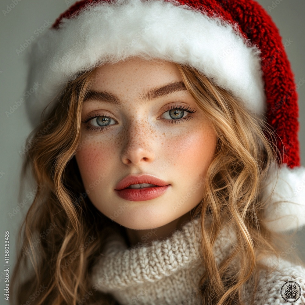 Celebrate the arrival of the new year with a bright red and white Santa hat, a fun touch for any holiday event displayed on a gray background. Celebrate the arrival of the new year with a bright red and white Santa hat, a fun touch for any holiday event displayed on a gray background.