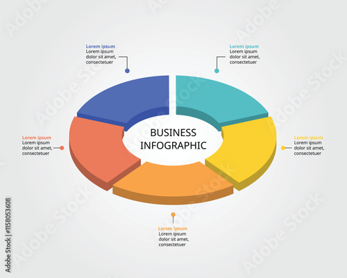 5 circle template for infographic for presentation for 5 element
