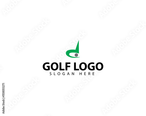 Golf logo. Golf putter and ball. Vector illustration