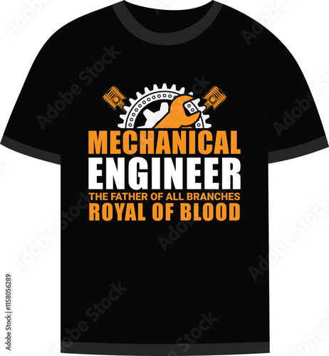 Vector illustration for Mechanical Engineering t shirt design, Mechanical Engineering t shirt design