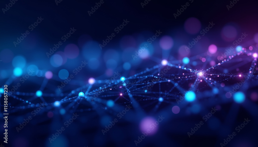 Abstract network representation with glowing nodes symbolizing advancements in science and technology Abstract network representation with glowing nodes symbolizing advancements in science and technology