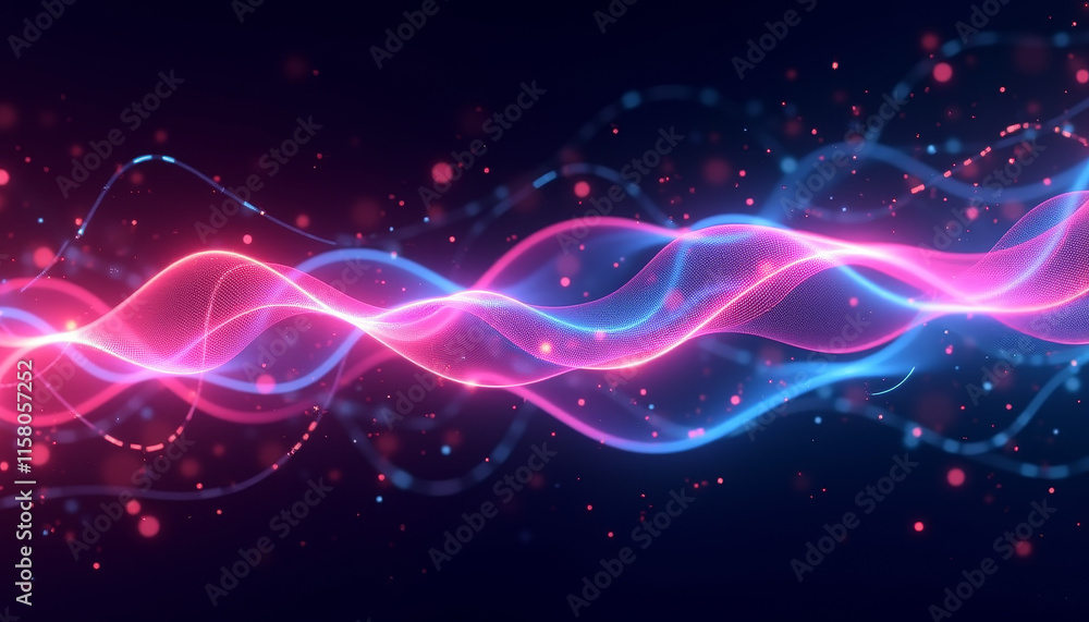 Dynamic abstract waves representing science and technology in vibrant pink and blue colors Dynamic abstract waves representing science and technology in vibrant pink and blue colors