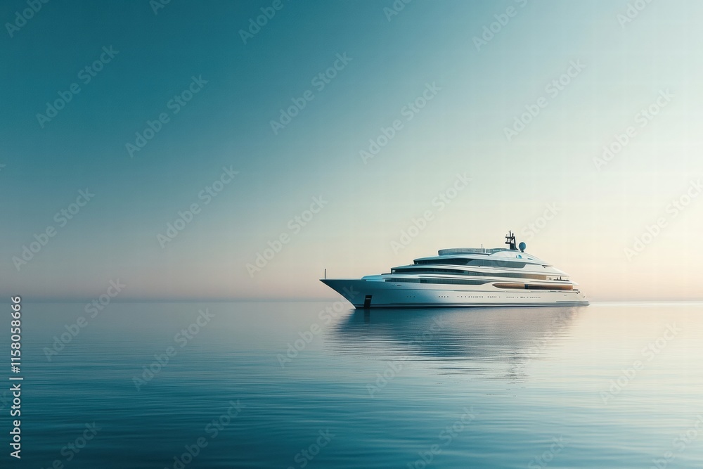 Fototapeta premium Luxury cruise ship sailing on calm sea with ample copy space for text and branding opportunities. Generative AI