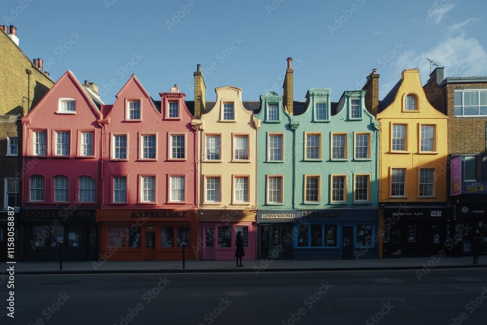 Fototapeta premium Colorful terraced houses on a sunny street. (2)