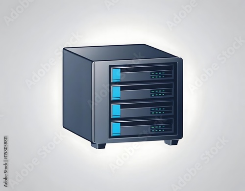 A modern server rack with multiple storage units photo