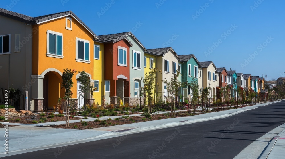 Vibrant Urban Development with Colorful Houses Vibrant Urban Development with Colorful Houses