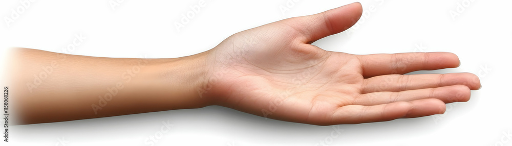 Realistic Photo of an Open Hand on White Background Realistic Photo of an Open Hand on White Background