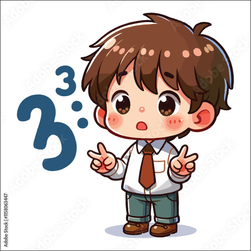the boy is learning to count