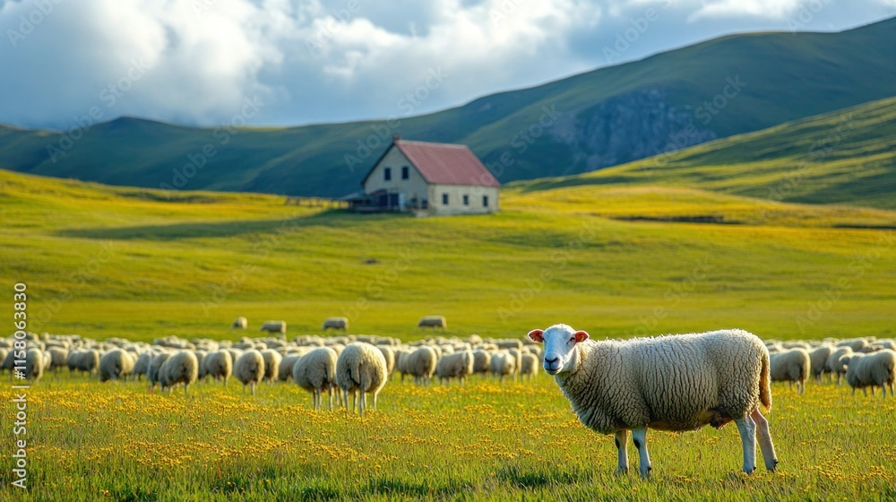 Obraz premium A barn filled with agricultural products ready for market, from fresh produce to dairy, highlighting the productivity and daily routines in farm life --