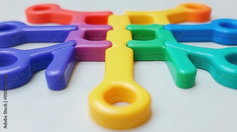Naklejka premium Colorful Plastic Toy Connectors for Children Play and Learning Fun