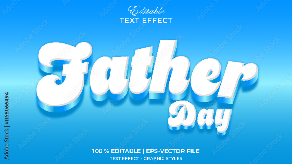 Happy Father’s Day 3D Text Effect on a Bright Blue Background Happy Father’s Day 3D Text Effect on a Bright Blue Background