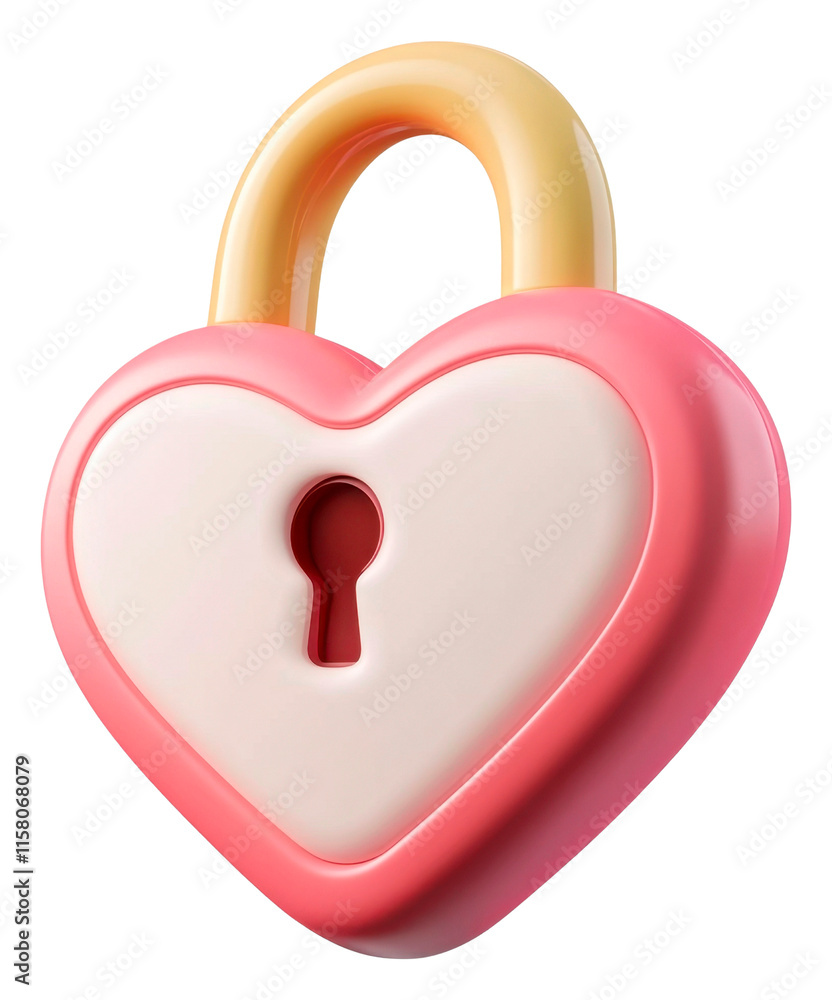 PNG Cute heart-shaped lock illustration, isolated on transparent background PNG Cute heart-shaped lock illustration, isolated on transparent background