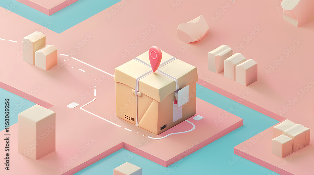 Obraz premium send to the package address Isometric 3D