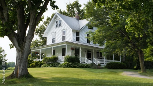 big white house with spacious yard
