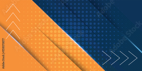 Abstract geometric dark blue and orange square theme overlap background for graphic design.