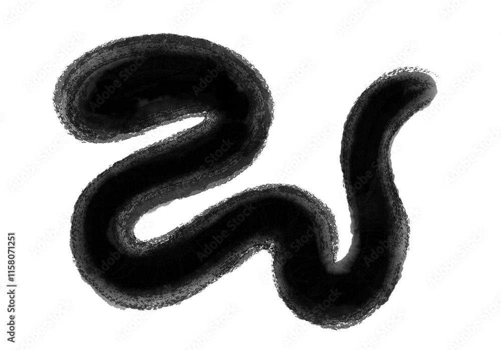 Fototapeta premium にじみ墨絵へびシルエット