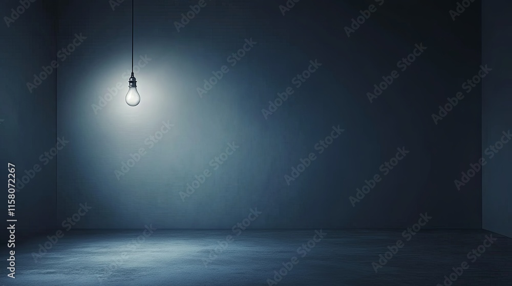 Eerie Ambiance of a Deserted Room Illuminated by a Flickering Light Bulb, Emphasizing Solitude and the Essence of Isolation in Stock Photography Style Eerie Ambiance of a Deserted Room Illuminated by a Flickering Light Bulb, Emphasizing Solitude and the Essence of Isolation in Stock Photography Style