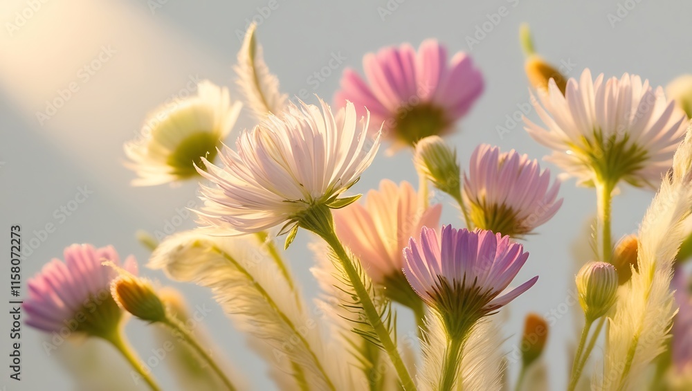 Fototapeta premium Delicate Wildflowers in Sunlight