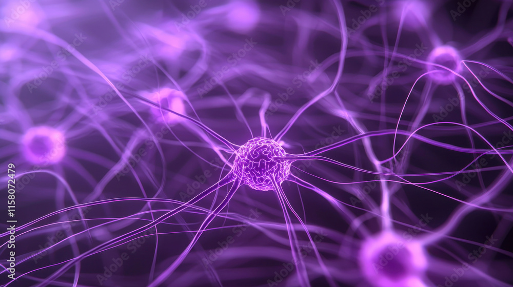 Purple day concept. Glowing Purple Brain Neurons for Epilepsy Awareness Purple day concept. Glowing Purple Brain Neurons for Epilepsy Awareness