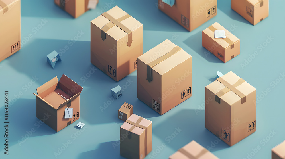 Track Shipment package illustration Isometric 3D Track Shipment package illustration Isometric 3D