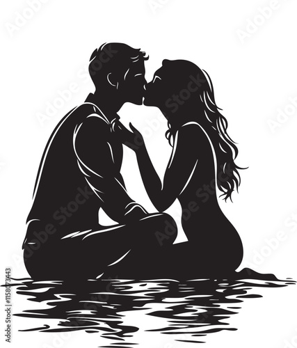 silhouette of a couple kissing